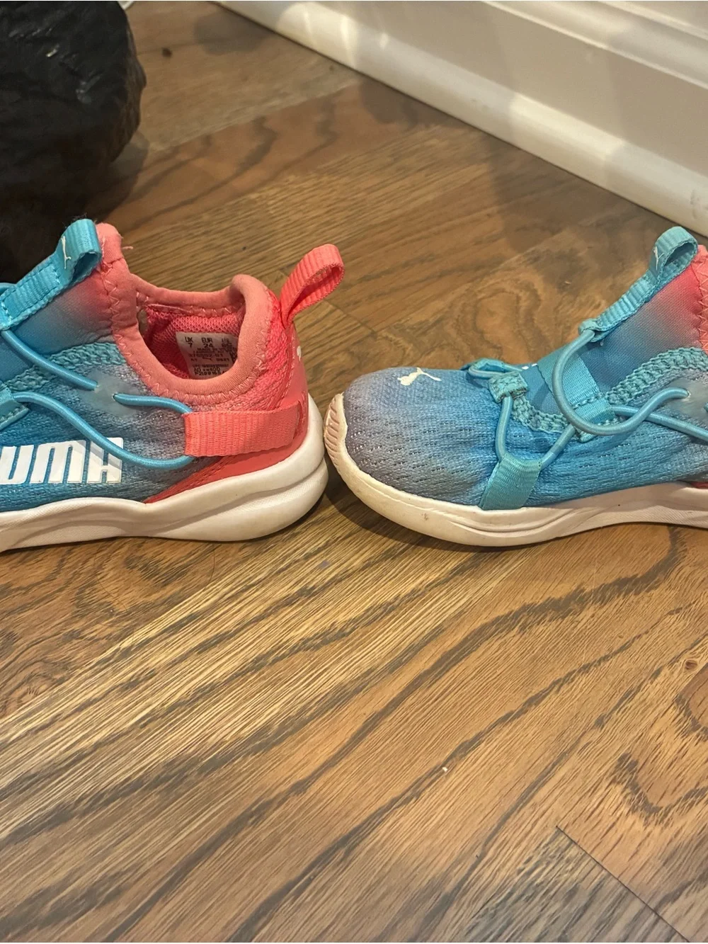 Puma Kids' Blue Pink Gradient Slip-On Athletic Shoes